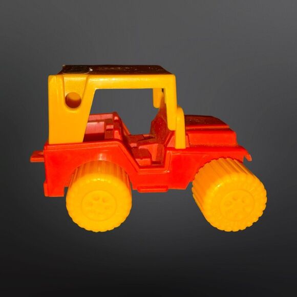 Vintage Swedish Viking Toys Plastic Jeep Orange Yellow A2 - Picture 4 of 7